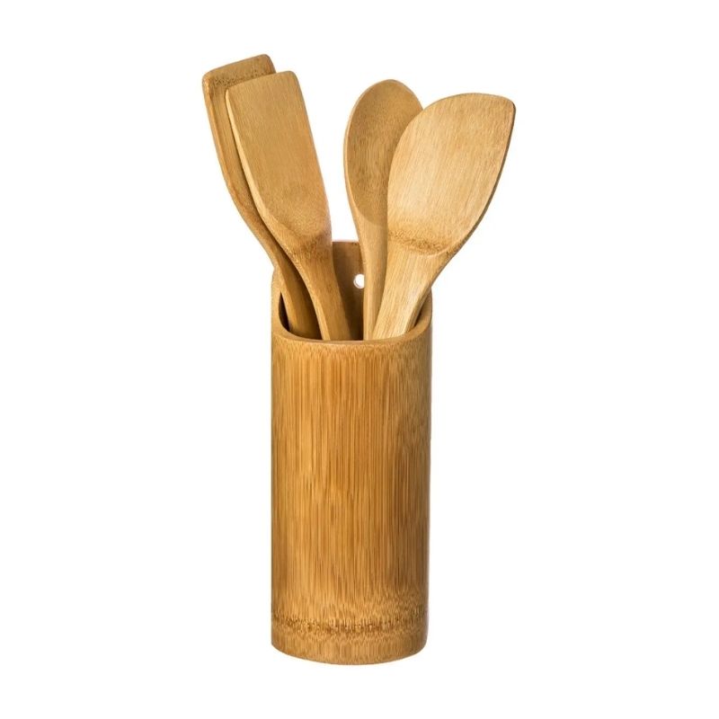 Bamboo dish holder + 4 dishes