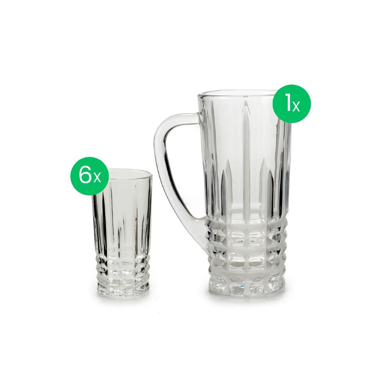 1L water can set + 6 water glasses